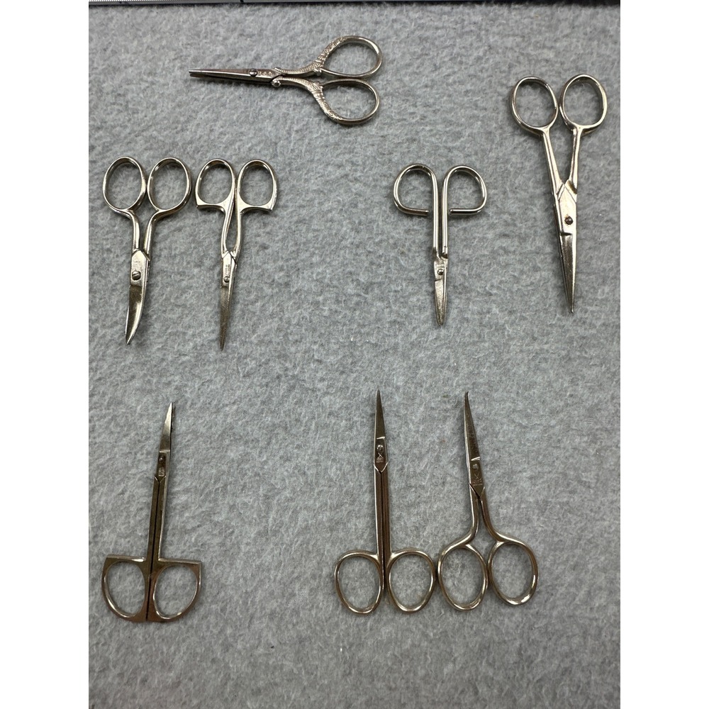 8pc Vintage Miniature Sewing Embroidery Scissors Lot Germany USA Ornate Metal
